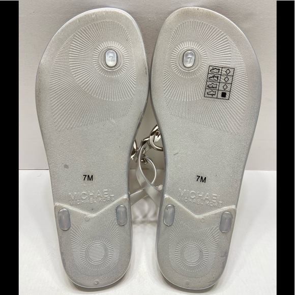 NEW Michael Kors sandals flip flops silver 10 - Picture 3 of 4